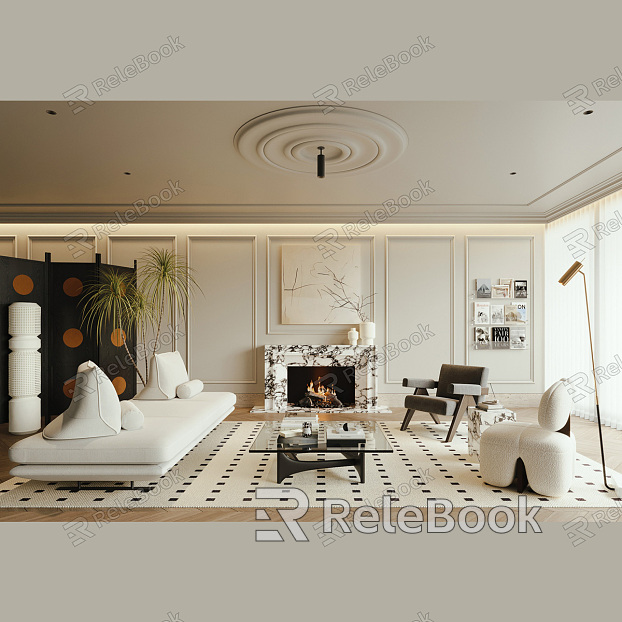 Cream Living Room French Living Room model