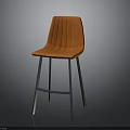 Stylish Orange Upholstered Bar Stool With Metal Legs And Modern Design