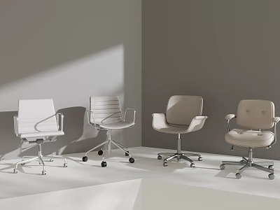 Modern Office Chairs in Neutral Tones with Sleek Backrests and Swivel Bases 3d model