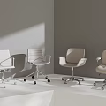 Modern Office Chairs in Neutral Tones with Sleek Backrests and Swivel Bases