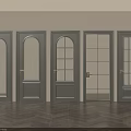 Modern Swing Doors With Various Glass Designs And Gray Frames 3d model