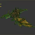 Fantasy Dragon Character With Red Horns Yellow Red Wings And Open Mouth