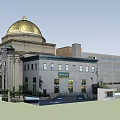 Classic European Style Architecture With Golden Dome And Stone Exterior