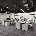 Modern Public Office Space With Ergonomic Chairs Computers And Green Plants In Open Bright Layout