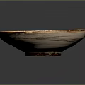 Hand Carved Ceramic Plate With Spiral Pattern Brown Rim And Creamy White Surface Artisanal Craftsmanship