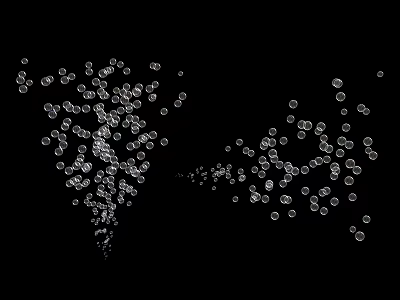Transparent Bubbles Gently Floating On Black Background With Scattered Flowing Patterns 3d model