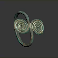 Ancient Bronze Double Spiral Ring Ornament For Traditional Clothing
