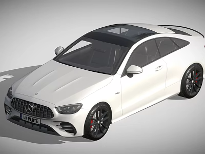 White Mercedes AMG Coupe with Black Roof and Sporty Black Wheels 3d model