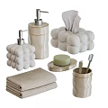 Stylish Bathroom Daily Wash Essentials Including Soap Dispensers Tissue Box Towel And Toothbrush Holder