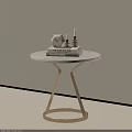 Elegant Round White Marble Side Table With Gold Metal Base For Living Room Home Decoration