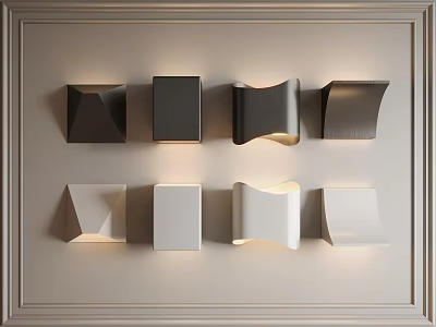 Modern Wall Lamps With Various Geometric Designs In Black And White For Home Interior 3d model