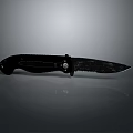 Black Tactical Folding Knife Weapon with Serrated Blade and Metal Handle Design