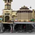 Detailed Building Blocks Castle Model With Twin Towers Rocky Base And Arched Structures