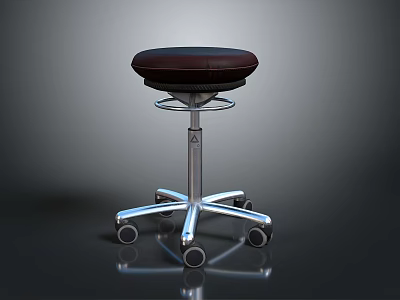 Modern Adjustable Swivel Stool Featuring Padded Seat And Metal Base With Wheels 3d model