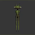 3D Character of Green Praying Mantis With Long Spiked Forelegs Slender Body and Antennae