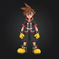 3D Animated Character With Spiky Brown Hair Blue Eyes And Yellow Gloves Shoes