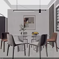 Modern Living and Dining Room Interior Design With TV Wall Sofa And Marble Coffee Table