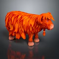 Fluffy Orange Cow Like Game Movie Character With Long Hair And Tassel