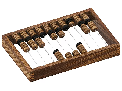 Classic Wooden Abacus With Brown Black Beads On Wooden Frame Rods 3d model