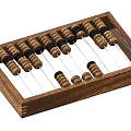 Classic Wooden Abacus With Brown Black Beads On Wooden Frame Rods