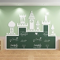 Blackboard wall decoration wall background wall castle building 3d model