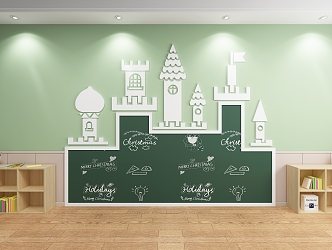 Blackboard wall decoration wall background wall castle building 3d model