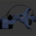 Sleek Blue VR Headset and Headphones for Modern Computer Tech Experience 3d model