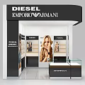 Diesel Emporio Armani Branded Store Interior With Display Counters And Model Posters