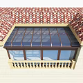 Clear Glass Awning for Two Window Red Brick Building Outdoor Entrance Area