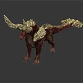 Mythical Creature Character With Brown Body Red Eyes Horned Appendages And Scaled Features