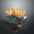Vibrant Decorative Plant Featuring Orange Petals And Blue Leaves Design