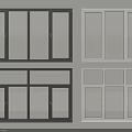 Stylish Black And White Casement Windows With Multiple Design Patterns For Home Interior 3d model