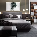 Modern Background Double Bed Double Bed 3d model