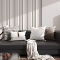White Brown Decorative Throw Pillows With Geometric Patterns On Black Sofa In Modern Living Room