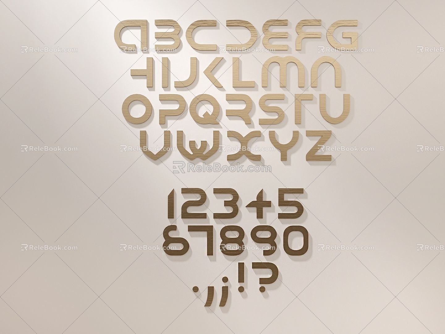 Text metal word number floor word combination word 3d model