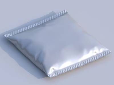 Shiny Silver Metallic Decorative Ornament Set with Sealed Edge Pouch Design 3d model