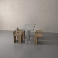 Modern Minimalist Table and Chair Set with Terrazzo Top Metal Legs and Wooden Backrest Chairs