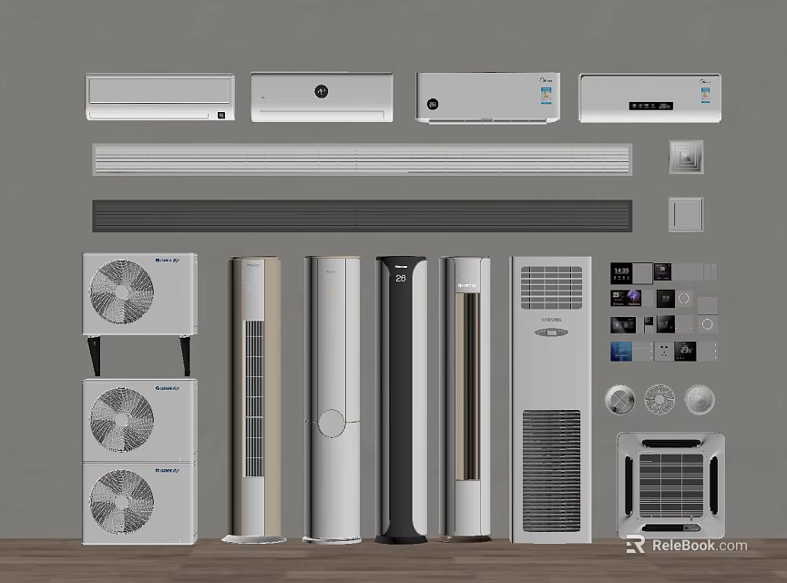 Various Types of Modern Air Conditioners and Fans with Functional Designs for Home Use 3d model 