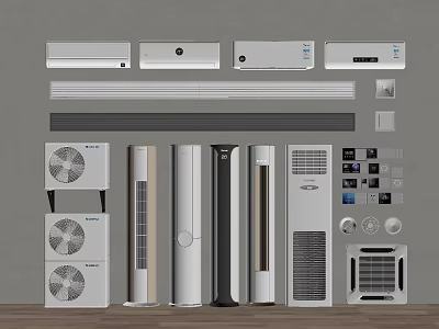 Various Types of Modern Air Conditioners and Fans with Functional Designs for Home Use 3d model