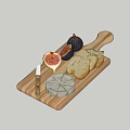 Fresh Figs Sliced Cheese and Bread on Wooden Cutting Board with Knife