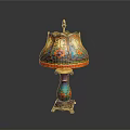 Colorful Decorative Table Lamp With Floral Pattern Shade And Ornate Base