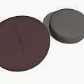 Round Leather Ottomans in Dark Brown and Gray with Paneled Top Design for Modern Home
