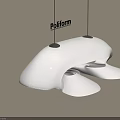 Poliform Modern White Chandelier With Irregular Organic Shape Hanging From Ceiling 3d model