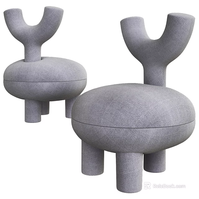 Gray Modern Kids Chair With Round Seat And Short Legs Cute Design 3d model 