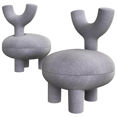 Gray Modern Kids Chair With Round Seat And Short Legs Cute Design 3d model
