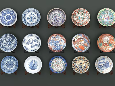 Plate Decoration With Various Intricate Patterns And Colorful Traditional Designs 3d model