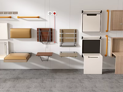 Shoe Changing Stool Shoe Cabinet Folding Stool 3d model