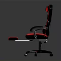 Modern Ergonomic Gaming Chair With Black Red Cushioned Design And Reclining Footrest