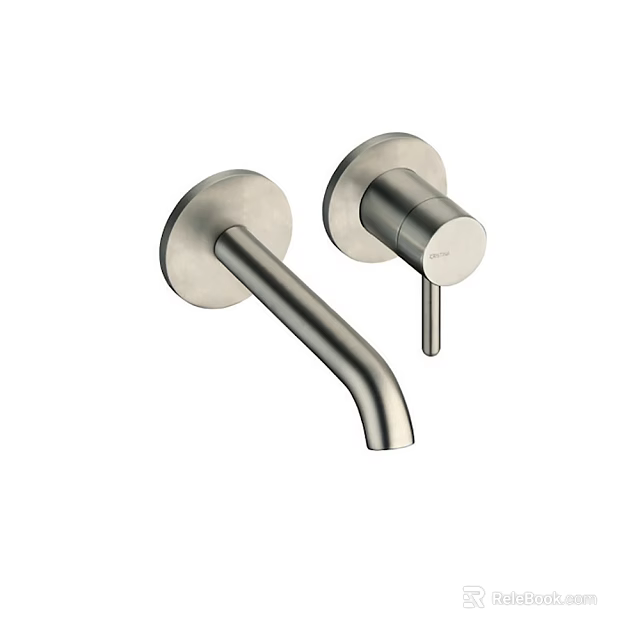 Stainless Steel Modern Wall Mounted Two Hole Faucet with Single Lever 3d model 