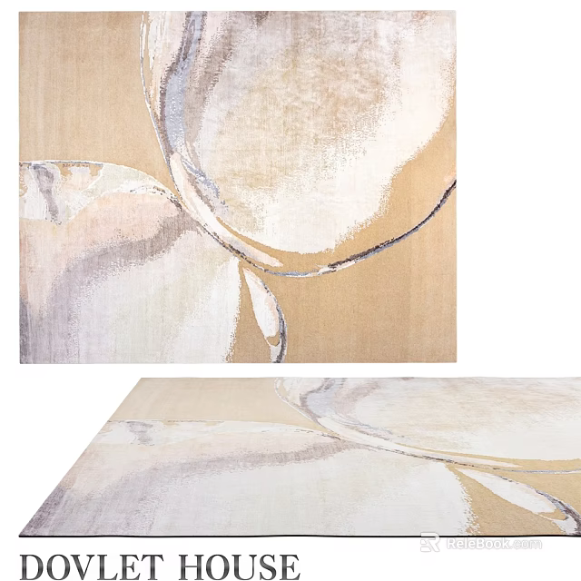 Square Rug With Soft Beige Tones Abstract Circular Patterns Modern Home Decor Design 3d model 